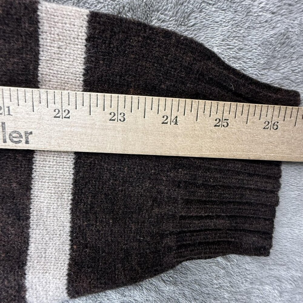 Jos A Bank Sweater Mens Large Brown V Neck Lambswool Striped Knit Pullover New - Picture 13 of 14